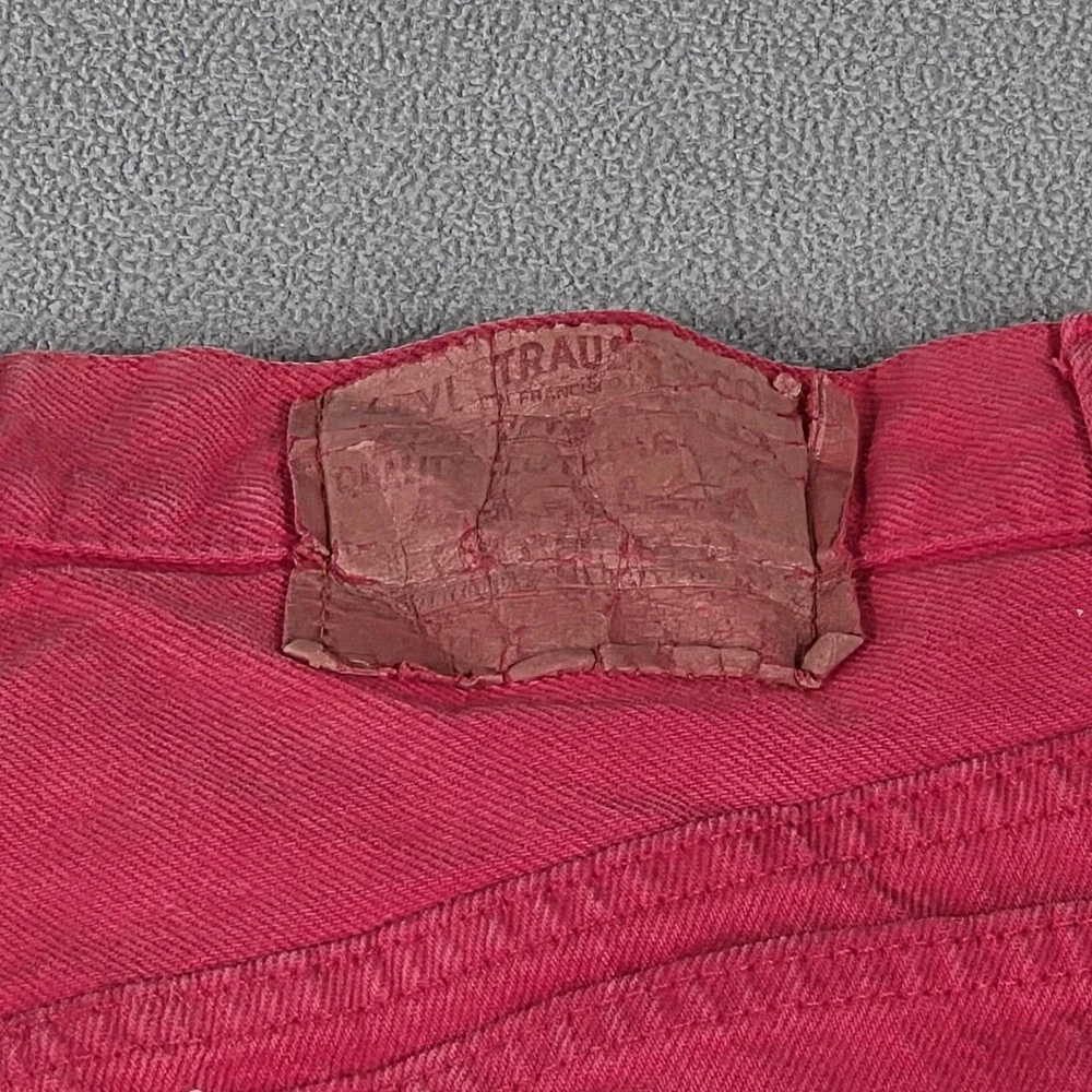 Vintage Levis 501 Jeans Mens Red Button Fly Made USA Straight Leg 90s Fits 28x30